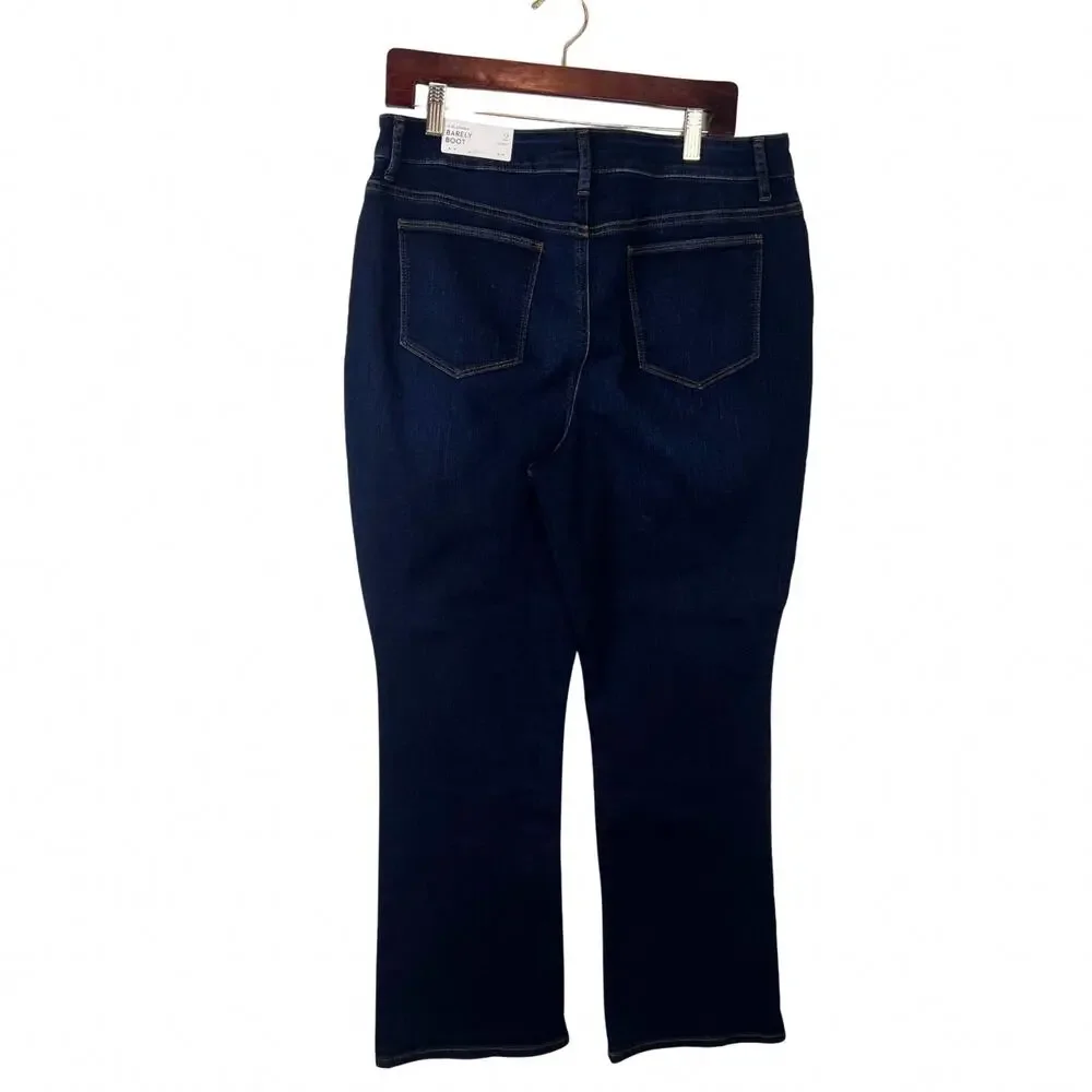 Chico’s The Platinum Barely Boot Jeans Dark Wash Mid Rise Stretch Size 12 Short - Picture 4 of 6